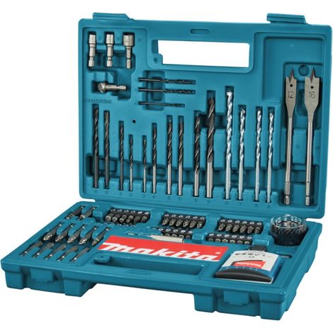 Makita – Coffret d'embouts et de forets 100 pcs – Mèches HSS-R pour métal et bois – Accessoires pour perceuse – Mallette de rangement - B-54520