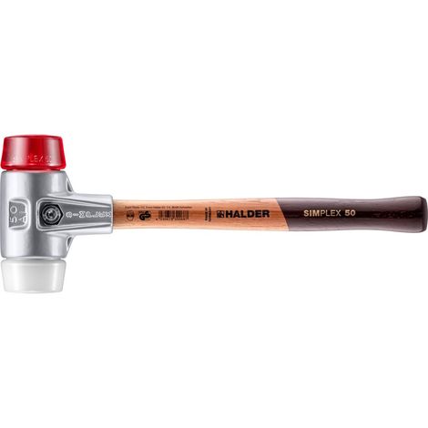 HALDER SIMPLEX Schonhammer Ø 50 mm Plastik rot / Superplastik mit Aluminiumgehäuse (1/5)