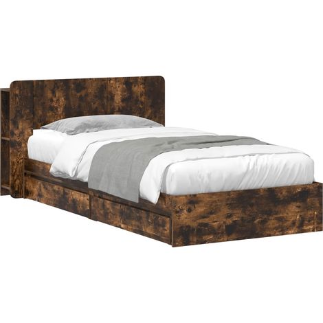 Maison Exclusive - Telaio del letto con storage Rovere Fumo 90 x 200 cm (1/5)