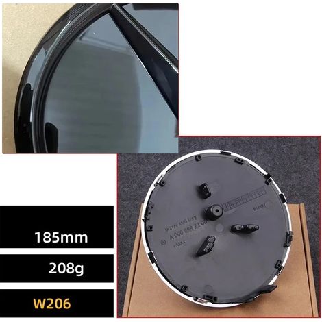 (W206) Convient aux modèles W205, W204, W253, W213, W206 et W166 GLE et GLC. Autocollants de voiture argentés ou noirs, effet miroir 3D convexe avant. (1/4)