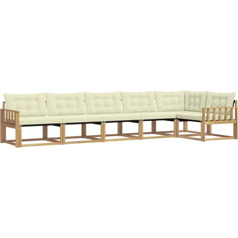 Outdoor Sofa Set with Cushion 6 pcs White and Cream vidaXL (1/5)