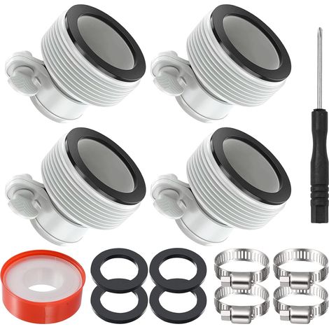 4 x Swimming Pool Hose Adapter (4B) Adaptateur universel de tuyau de piscine avec filetage intérieur et joint de rechange pour filtre à sable, pompe de piscine (1/5)