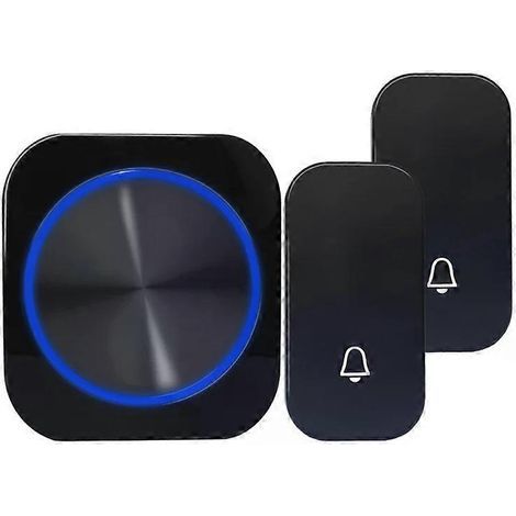HONORNIC - Sonnette de porte sans fil étanche, autonome et avec veilleuse intégrée. Portée de 150 m. Télécommande avec prise UE. Maison connectée. 1 à 2 boutons, 1 à 2 récepteurs. Dimensions : 10,5 x  (1/5)