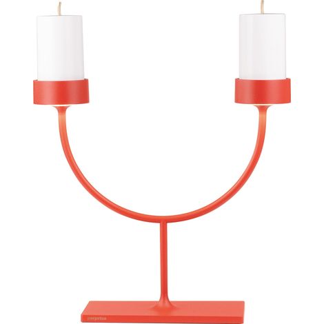 Perpetua Lampada da tavolo Double 2 bracci LED senza fili, ricaricabile, colore Rosso, CRI 90, IP54 per interni ed esterni, design iconico moderno