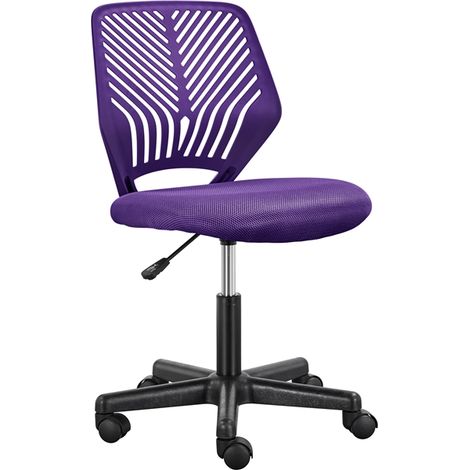 Yaheetech Sedia Ufficio Scrivania Girevole a Rotelle Ergonomica Portata 136 kg Senza Braccioli in Rete Traspirante Altezza Regolabile Viola