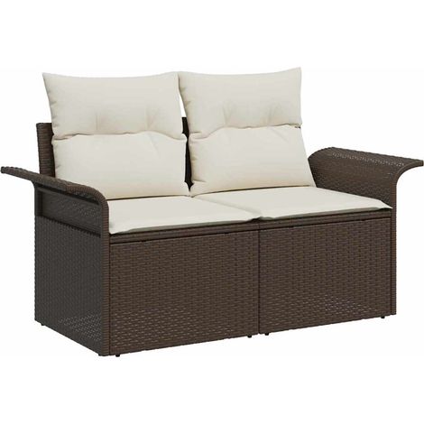 Maison Exclusive - Gartensofa mit Kissen Braun 141 x 62 x 69cm Po
