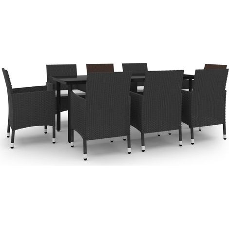 Maison Exclusive - 9-tlg. Garten-Essgruppe mit Auflagen Poly Ratt