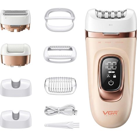 Epilateur Electrique Femme 3 En 1 Sans Fil IPX7 Et Mode Turbo, Rose Rasoir Electrique Femme Avec Epilateur Et Râpe Anti-Callosités, 2 Vitesses, Éclairage LED, Recharge USB Pour Visage Et Corps (1/5)