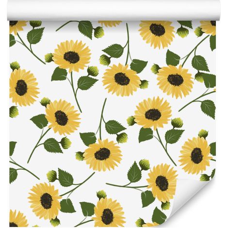 Papier peint fleuri blanc, crème et or pour salon et chambre 50x1000 cm (1/5)