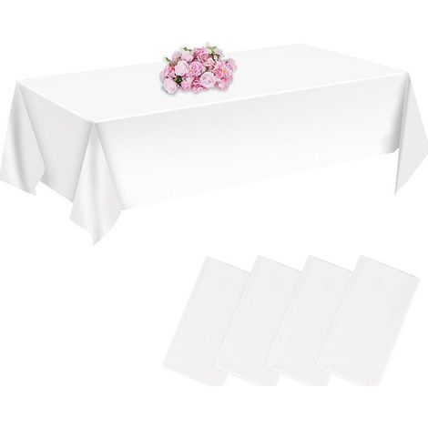 Nappes jetables imperméables blanches – Lot de 4, 137 x 274 cm, idéales pour mariages, anniversaires et événements festifs (1/4)