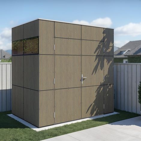 Abri de jardin Bertilo HPL Mini Milano Grigio effet bois 3,03m² (1/5)