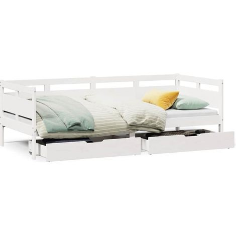 Maison Exclusive - Tagesbett mit Schubladen Weiß 90x190 cm Kiefer