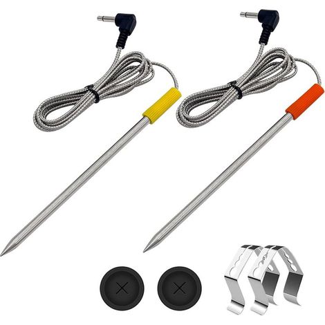 Lot de 2 sondes à viande de remplacement pour barbecues et fumoirs à granulés de bois Oklahoma Joe's, Z Grills et Cuisinart, avec passe-câble et clip de fixation. (1/5)