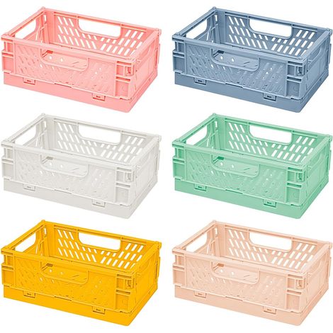 Lot de 6 mini paniers pliables solides - Boîte multifonction - Pliable et stable - En plastique - Cuisine, salle de bain, bureau, chambre