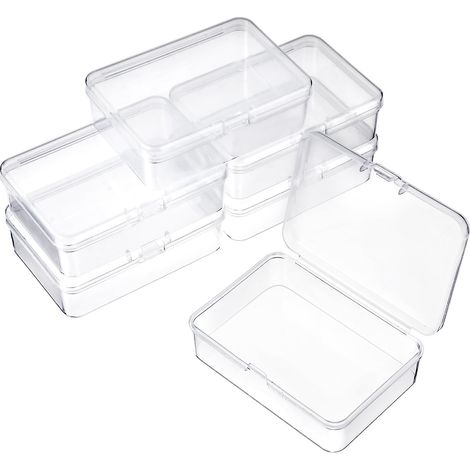 Lot de 6 petites boîtes de rangement avec couvercle - 8,5 x 6,1 x 2,6 cm - Mini boîtes de rangement en plastique transparent pour bijoux et vis (1/5)