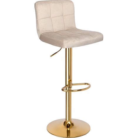 Tabouret de bar en velours beige doré Arako (1/5)