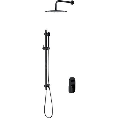 Cersanit Crea - Set de douche avec mitigeur encastré, avec corps d’encastrement, diamètre 25 cm, noir S952-009 (1/2)