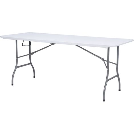 Tavolo Catering Rettangolare Pieghevole 180x75x74 cm in Polietilene Bianco