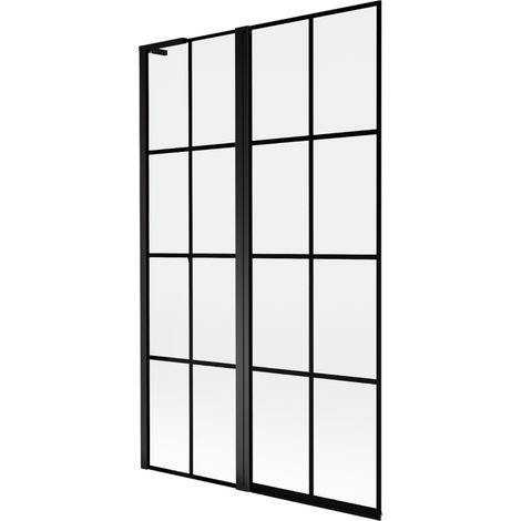 Paravent de baignoire Mexen Mist L 2 volets gauche 110 x 150 cm, grille noire, noir - 8A9L-110-011-70-77-L (1/5)