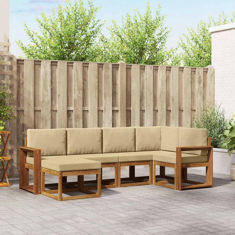 vidaXL Outdoor-Sofagarnitur mit Kissen 6 pcs Natur und Beige (1/5)