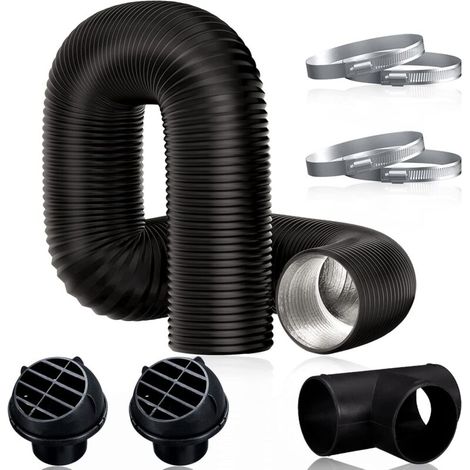 Tuyau de chauffage de voiture 75 mm, accessoires de kit de tube en T (noir) (1/5)