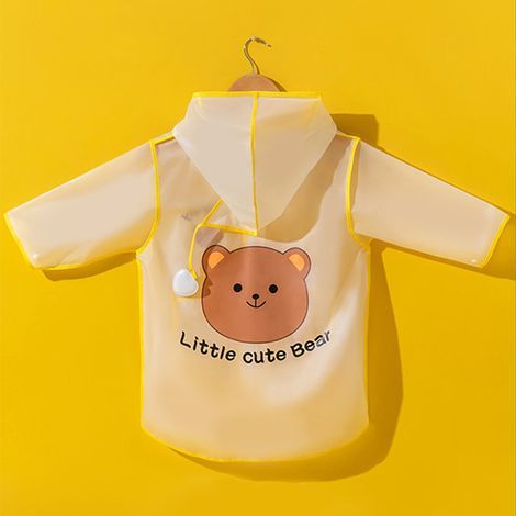 Imperméable enfant garçon fille bébé ours jaune M, veste pluie EVA capuche imperméable coupe-vent (1/5)