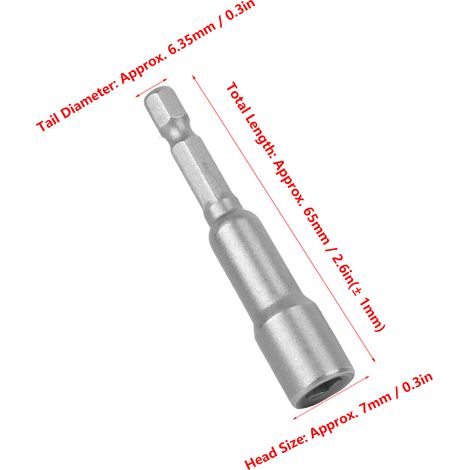 Lot de 5 douilles hexagonales magnétiques, outil de vissage électrique, adaptateur magnétique pour foret de 7 mm (1/2)