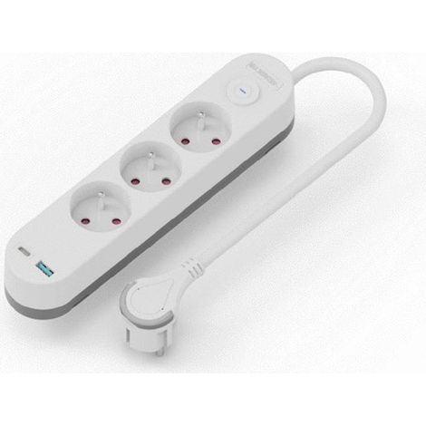 bloc multiprise - 3 x 2p+t - 16a - ports usb a et usb c - 1.5 mètres - bizline 709986