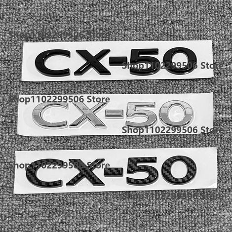 (CX50, noir) - Accessoires extérieurs en ABS noir argenté effet carbone pour voiture Mazda : autocollant logo/lettre pour coffre. Convient aux voitures Mazda. (1/5)