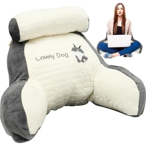 Cuscino da lettura per letto, comodo cuscino da lettura per letto, cuscino di supporto lombare con bracciolo, emulsione (1/4)