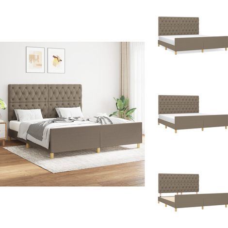 Cadre de lit sans matelas taupe 160x200 cm tissu - Cadre De Lit - Lit Double - Tête De Lit - Literie - Meuble Chambre (1/5)