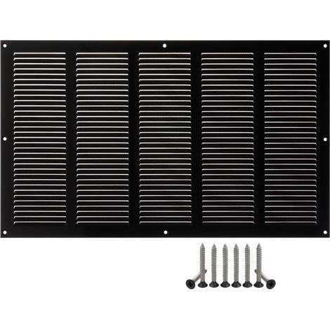 500x300mm Noir Métal Grille de Ventilation - Grille D'aération avec Moustiquaire