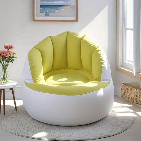 Canapé jaune pliable avec dossier, gonflable balcon, et portable, simple, chambre à coucher, en PVC, pour salon (1/3)