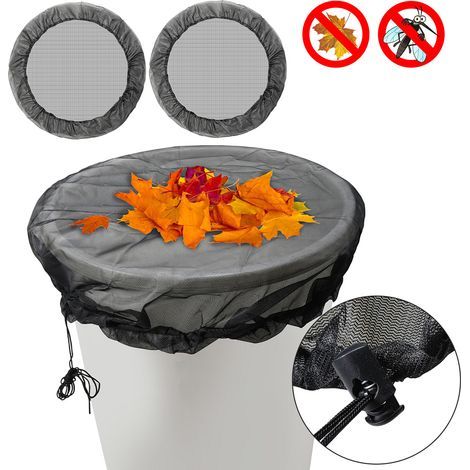 Randaco Filet pour tonneau de pluie 95 cm, lot de 2 – Filet de protection avec cordon de serrage, réglable, protection contre les feuilles mortes et les moustiques (1/5)