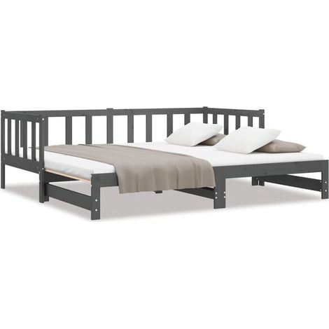 Lit coulissant gris sans matelas, 2 x (90 x 190 cm) (1/5)