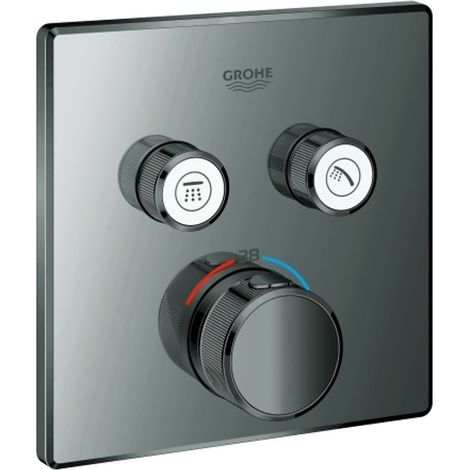 GROHE Termostato Grohtherm SmartControl 29124 quadrato FMS 2 valvole di intercettazione hard graphite, 29124A00