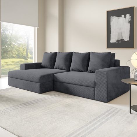 3-Sitzer-Ecksofa links mit Schlaffunktion und Stauraum Paola Grau (1/5)