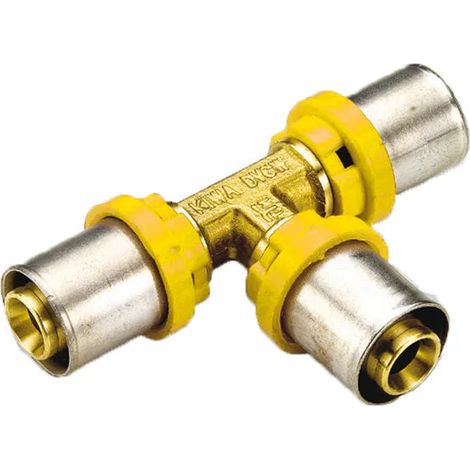 Raccordo a t intermedio per tubo multistrato a pressare per gas modello al-cobrapex ø26x26x26 TIEMME