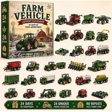 Modèle de voiture de Noël, calendrier de l'Avent 24 jours, décoration en plastique WY26, voiture de ferme, équipe A (1/5)