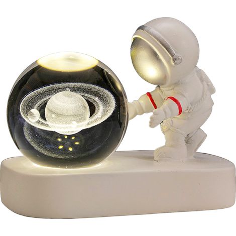 Ornement de Bureau Boule de Cristal Astronaute 6cm Lampé - Saturn - Lumière Naturelle Décor (1/5)