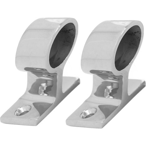 Lot de 2 fixations pour main courante de poteau, en acier inoxydable 316 poli miroir et antirouille, pour bateau, yacht ou marine, 22 mm / 7/8 po (1/5)