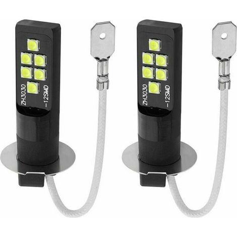 2PCS Ampoule H3 LED,H3 Ampoule de Brouillard 12V-24V Feux Anti-brouillard Auto LED 12SMD 5W 450LM Feux de Jour Feux de Brouillard DRL Voiture Ampoules (1/5)