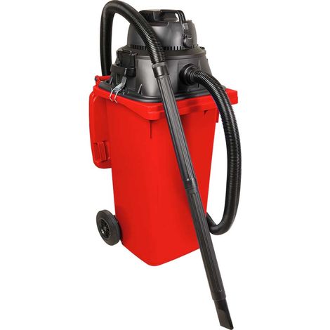 BRB Nass-/Trockensauger/Industriesauger 1100 Watt, mit 120 Liter Behälter (DIN Mülltonne) rot, inkl. zusätzl. Steckdosenanschluss (1/2)