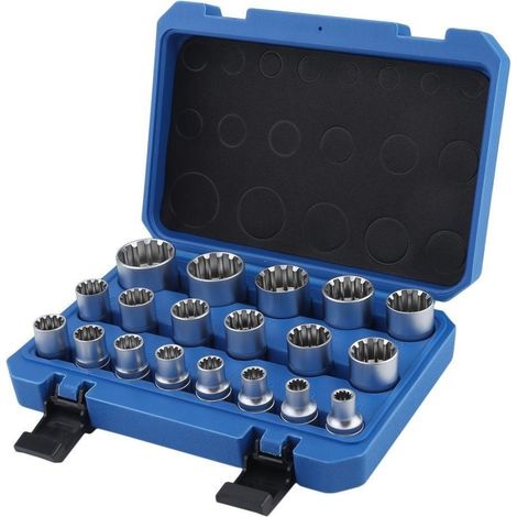 Trade Shop - Juego De 19 Llaves De Vaso Torx De Aleación De 8 A 32 Mm 1/2" 1/4" 3/8" Vaso - (1/4)