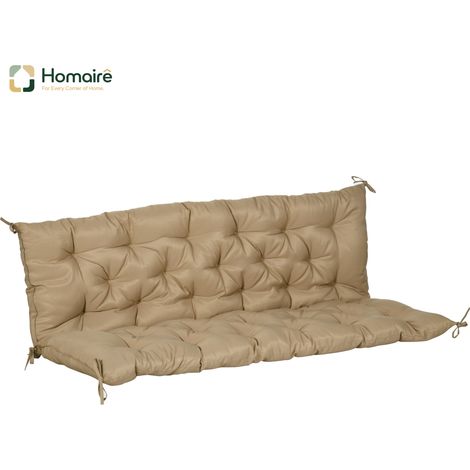 HOMAIRE Banquette 3 places 150x98x8 cm avec coussins et sangles, intérieur/extérieur pour mobilier de jardin et balançoire Hollywood, kaki (1/5)