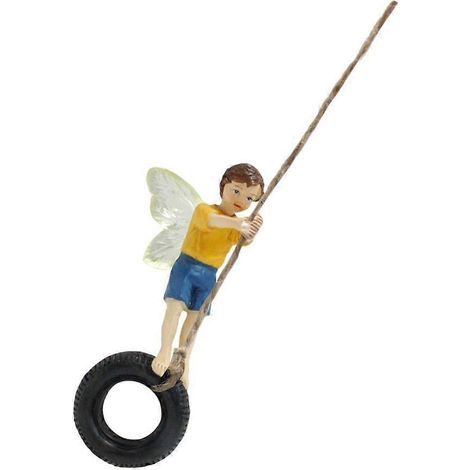 Figurine miniature de fée sur balançoire pour décoration de jardin (1/5)