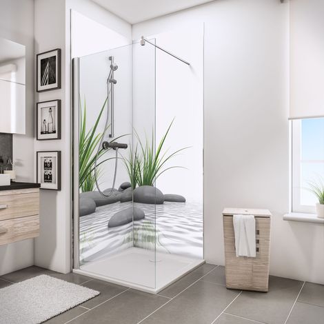 Lot de 2 panneaux muraux 90 x 210 cm, Schulte, Photo Pierres zen et herbes