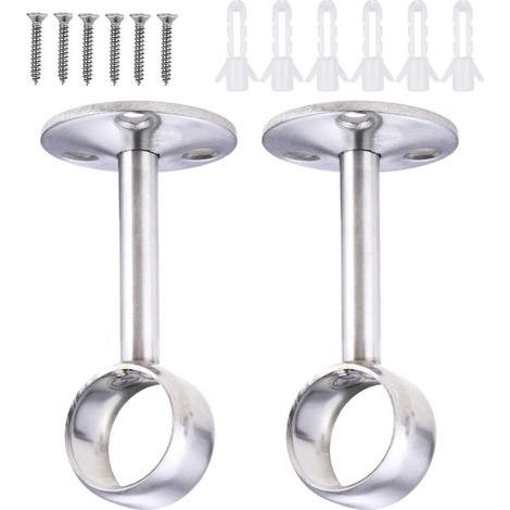 22mm Supports de tringles à rideaux, Support de Bride de Douille en acier inoxydable, Accrocher le tige de penderie robuste avec vis, pour salle de bain, cuisine, armoire (1/5)