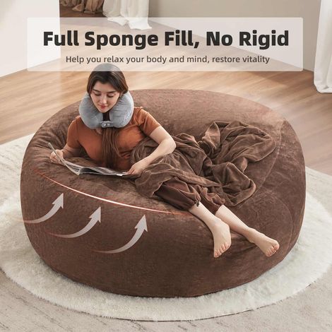 Pouf géant 6FT, fauteuil poire adulte, canapé cosy et moelleux, idéal chambre, balcon, salon, lecture détente, assise confortable, 1 pièce. (1/5)