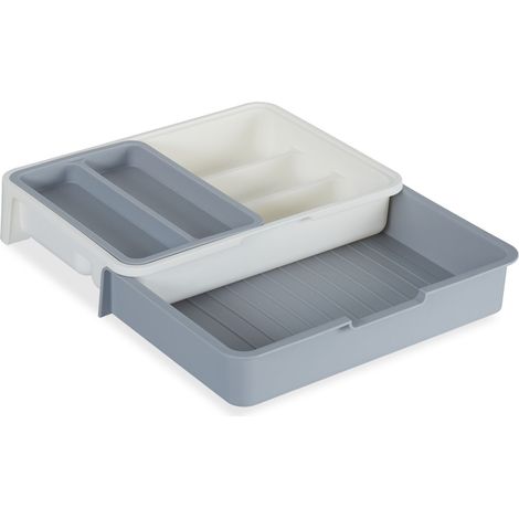 Cubertero extensible para cajones de cocina 6 x 23,5 x 31,5 cm fácil de limpiar de plástico negro 130008657 (1/5)